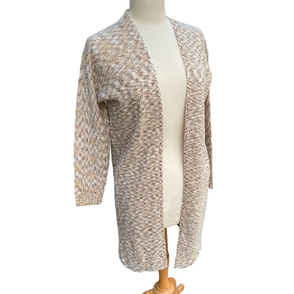 American Rag Oatmeal Brown Longline Loose Knit Open Front Cardigan-Sweater-S